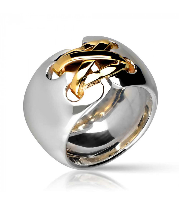 Silver and gold ring