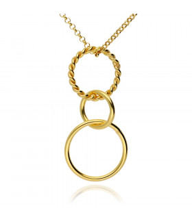 Triple necklace with gold hoops