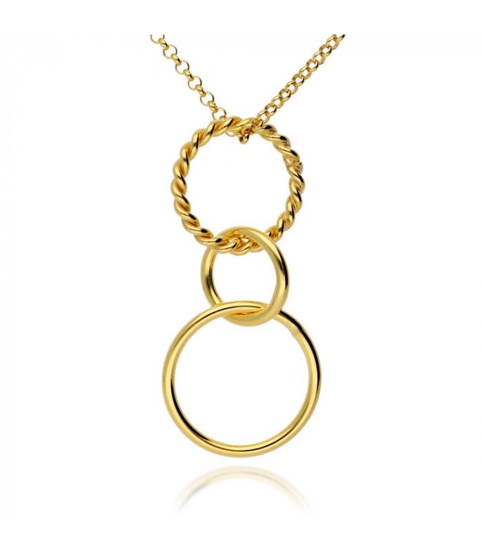 Triple necklace with gold hoops