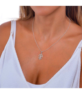 Woman with Caravaca cross necklace