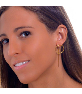 Long golden Saturn earrings