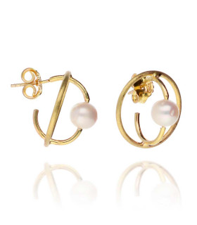 Saturn earrings with hoops and pearls