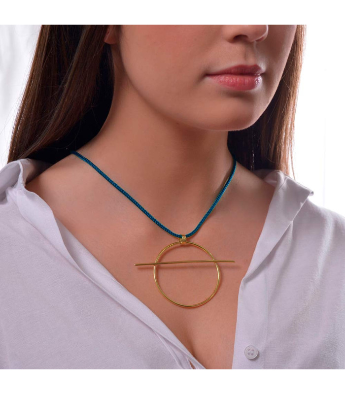 Collar círculo bañado en oro para mujer