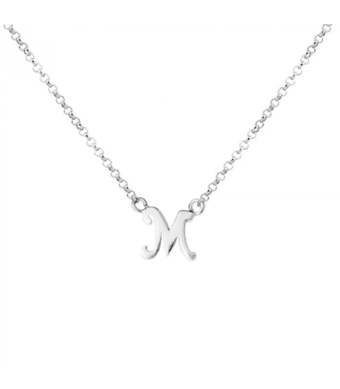 Initial M necklace in silver