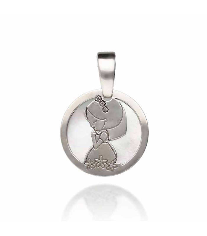 Virgin girl praying pendant in silver