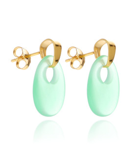 Gogo emerald crystal earrings in golden silver