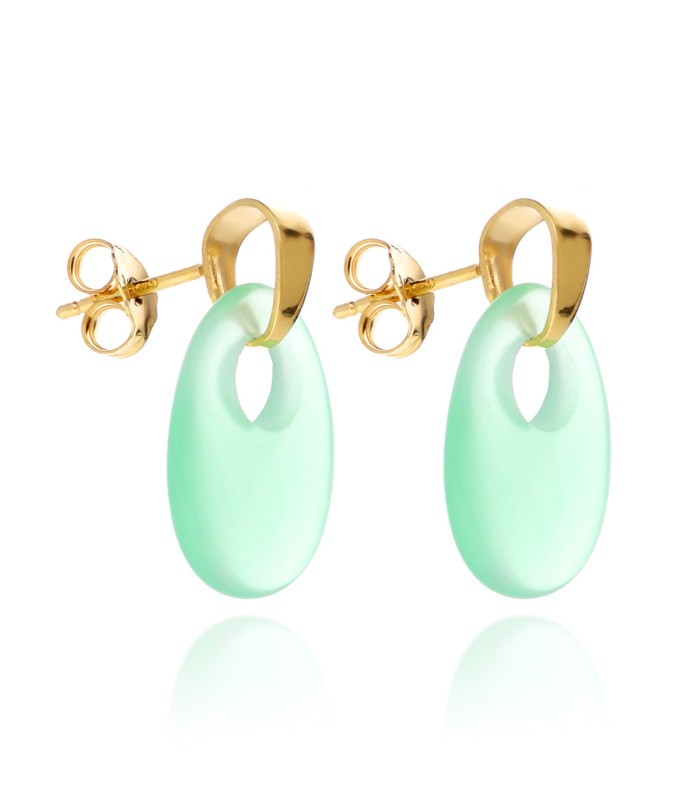 Gogo emerald crystal earrings in golden silver