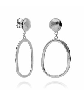 Silver Wax Circle Earrings