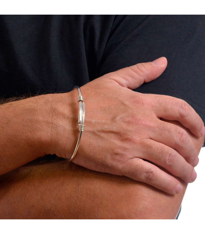 Men's bracelet with two sliding knots in silver