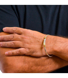 Pulsera hombre con dos nudos con hilo de oro y plata