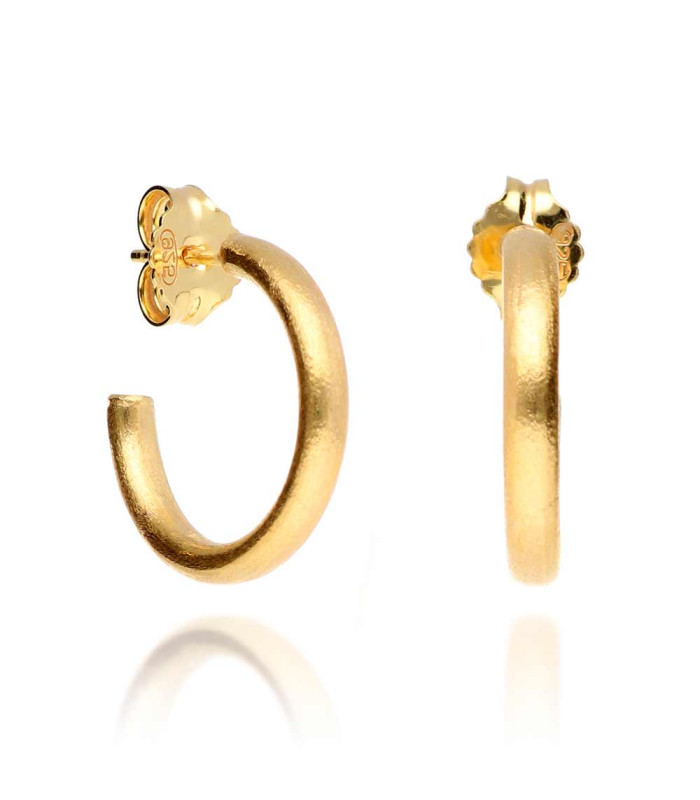 Gold plated tube hoop earrings