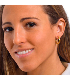 Hoop earrings for women in the shape of a tube, gold plated.