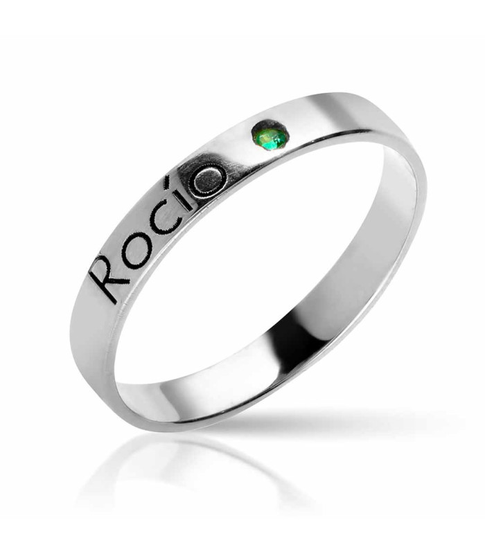 Anillo nombre Rocío personalizado en plata