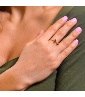 Gold and precious stone ring for women