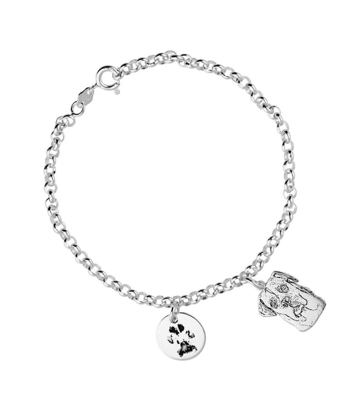 Dog bracelet with footprint medal