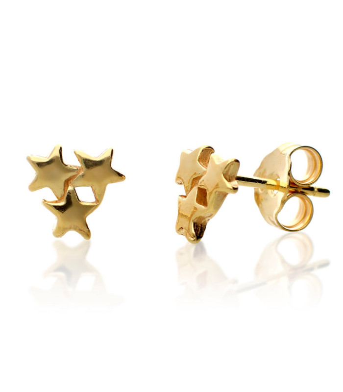 Golden triple star earring