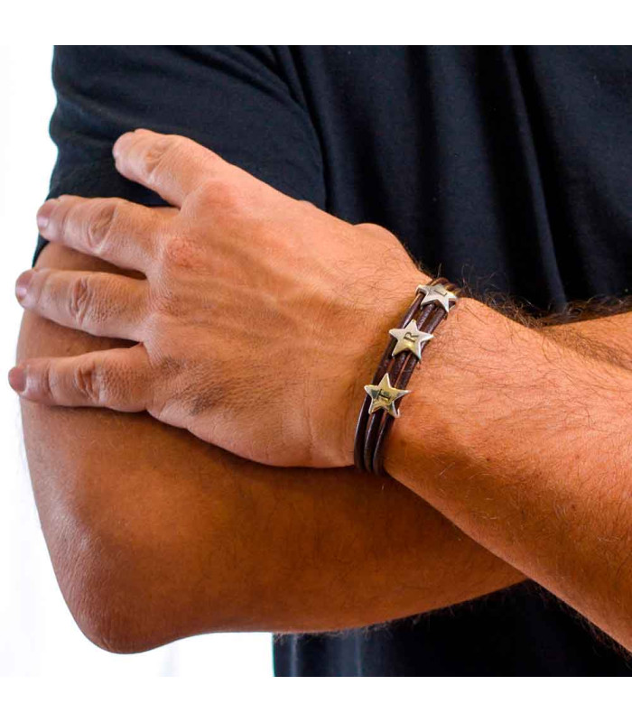 Pulsera hombre con estrellas personalizadas en plata