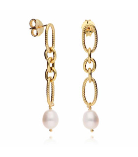 Long earrings with chain and pearl