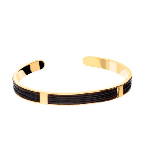 Carrara gold and leather bracelet