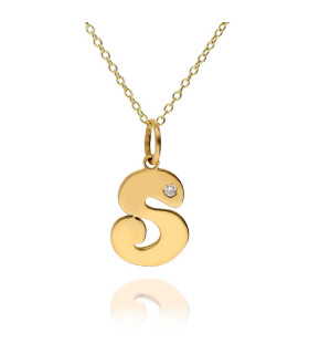 Personalized gold and diamond initial necklace