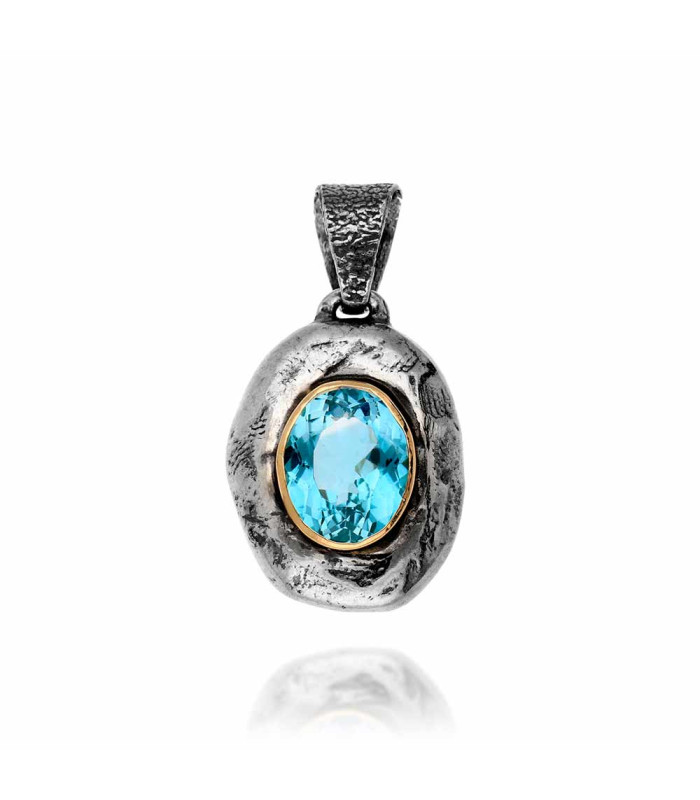 Berta aquamarine silver and gold pendant