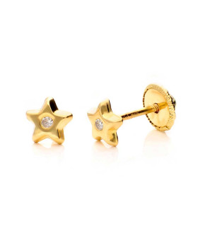 Gold star earrings and a zircon