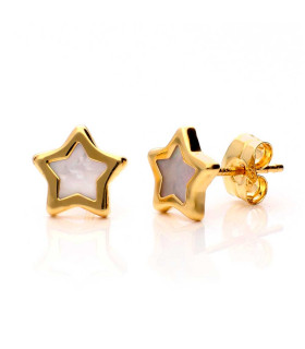 Gold and mother-of-pearl star earring for women