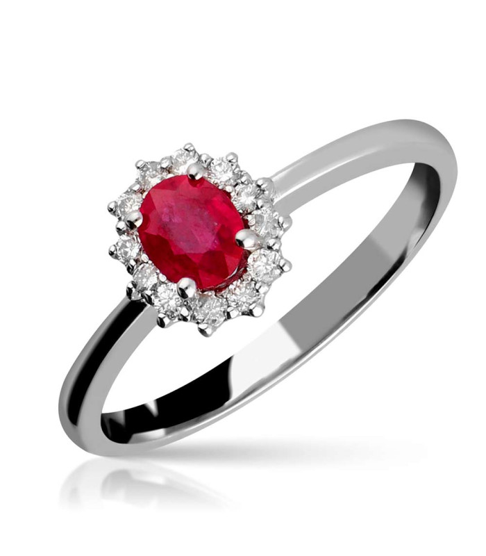 Ruby and diamond ring in white gold