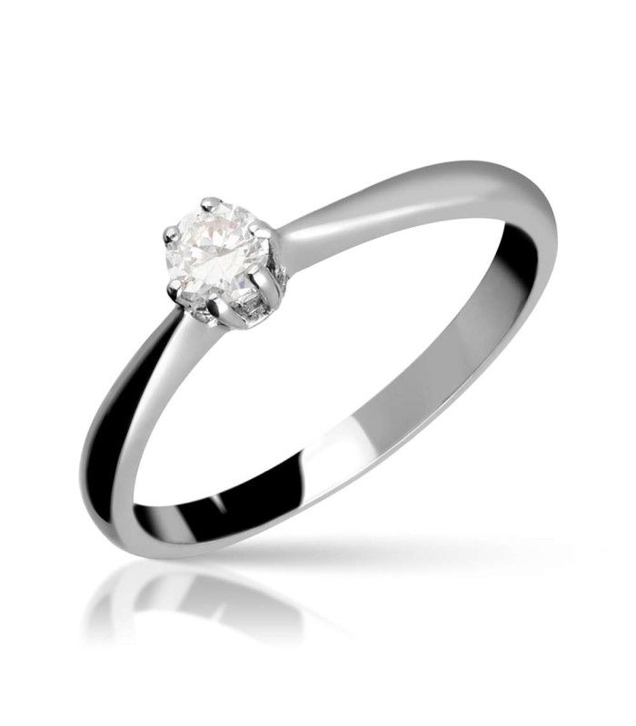 Solitaire ring 6 claws white gold