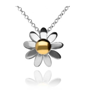 Daisy-shaped necklace with gold center