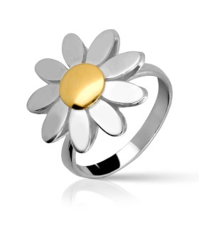 Silver and Gold Daisy Ring