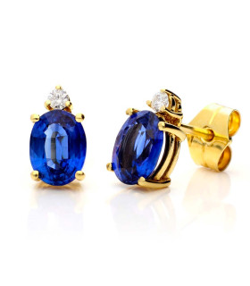 18k gold earrings with kyanite and diamonds