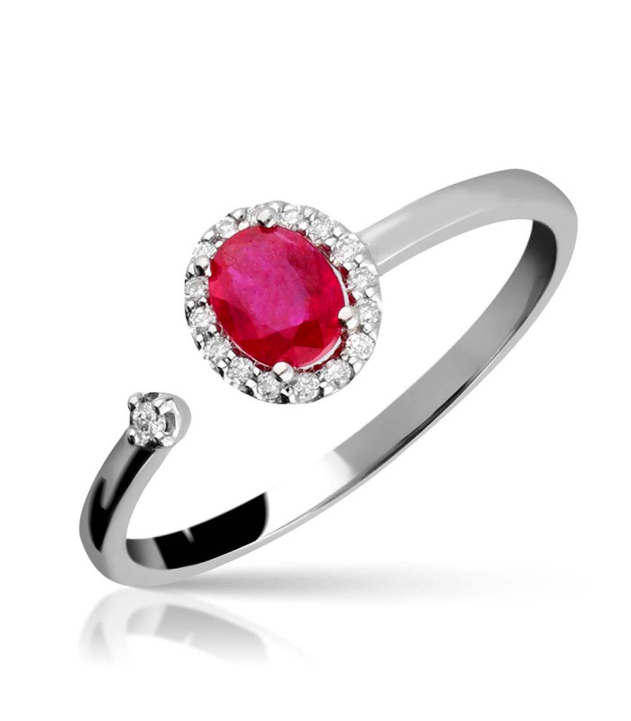 You and me white gold ring, ruby with diamonds.