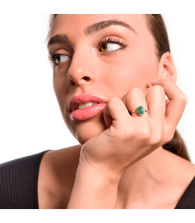 Unique rings with natural emerald and diamonds