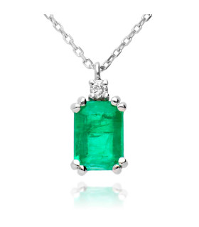 White gold necklace with emerald and diamond