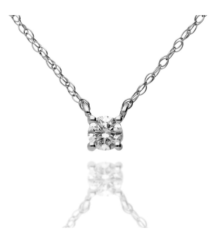 White gold necklace with diamond mounted with four claws