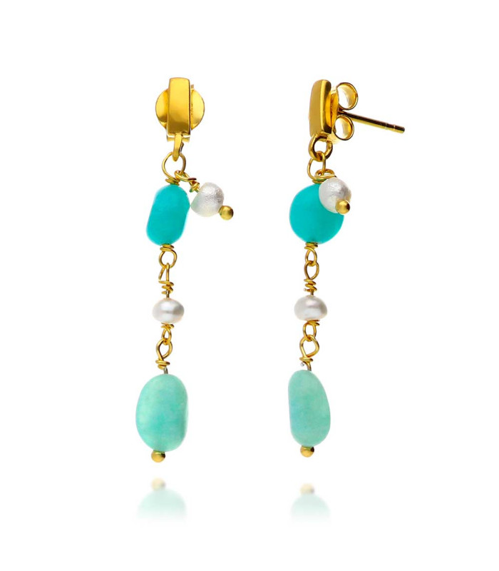 Amazonite and pearl earrings, from the Donna collection