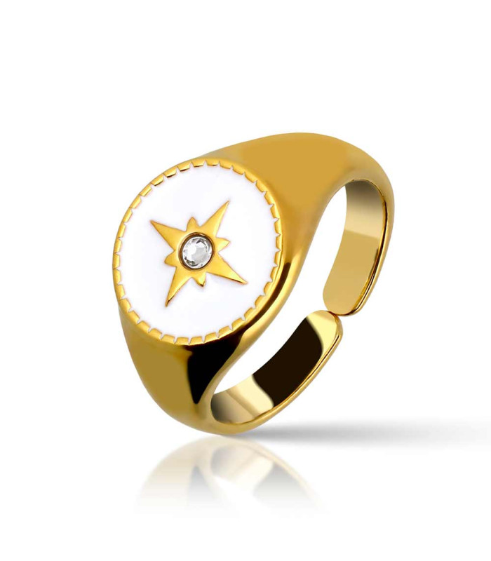 Anillo estrella polar en plata chapada en oro