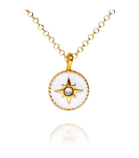 Polar star necklace with zircon and white enamel