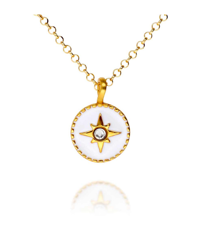 Polar star necklace with zircon and white enamel