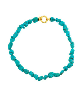 Turquoise necklace set with gold-plated silver sailor clasp