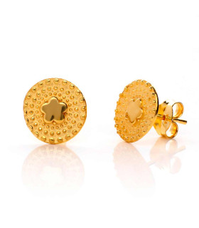 Medal earrings with jasmine gold-plated silver