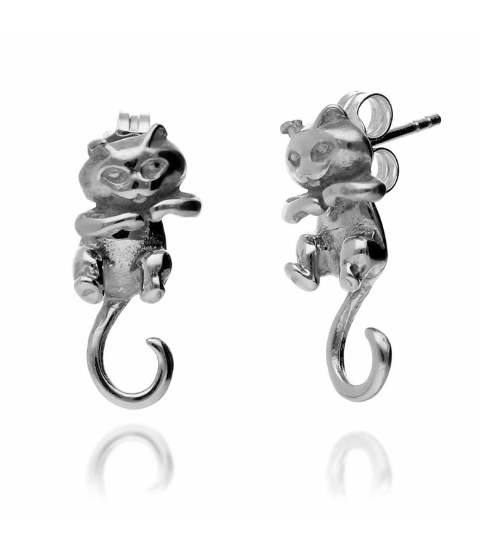 Pendientes Gato en plata de 925