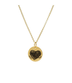 Golden necklace with footprints of lovers