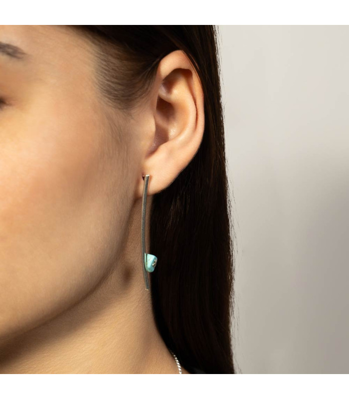 Women's earrings with turquoise and silver