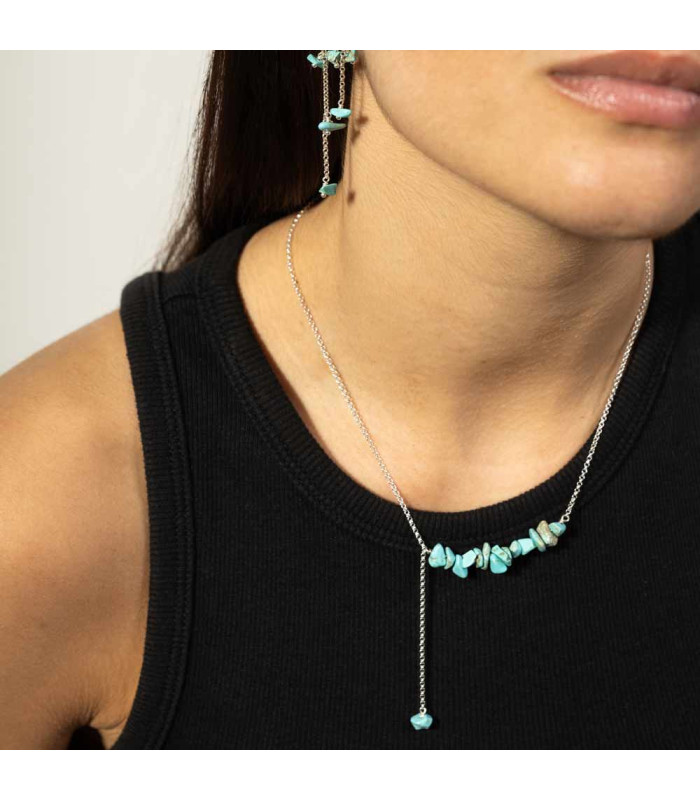 Turquoise and silver necklace for women