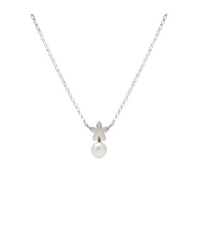 Silver jasmine necklace with button pearl