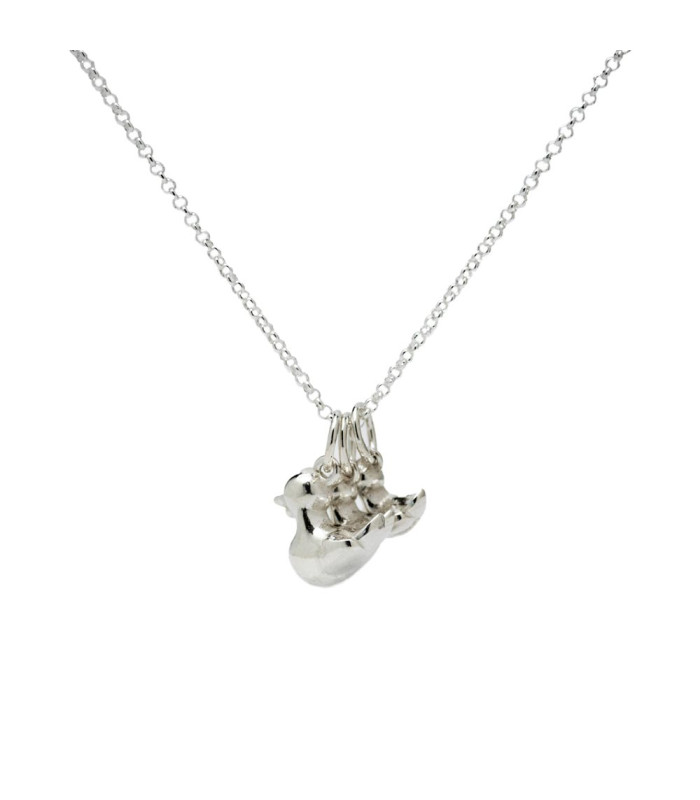 Duck family necklace in sterling silver