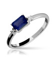 Rectangular Sapphire Ring 6x4mm Diamonds