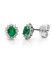 Emerald Rosette Diamond Earrings